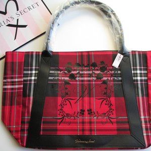 VICTORIA'S SECRET Red Plaid Tote Bag NWT Limited Edition $58